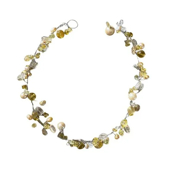 NWOT wired necklace and bracelet adorned with faux pearls & jewels - Picture 2 of 3